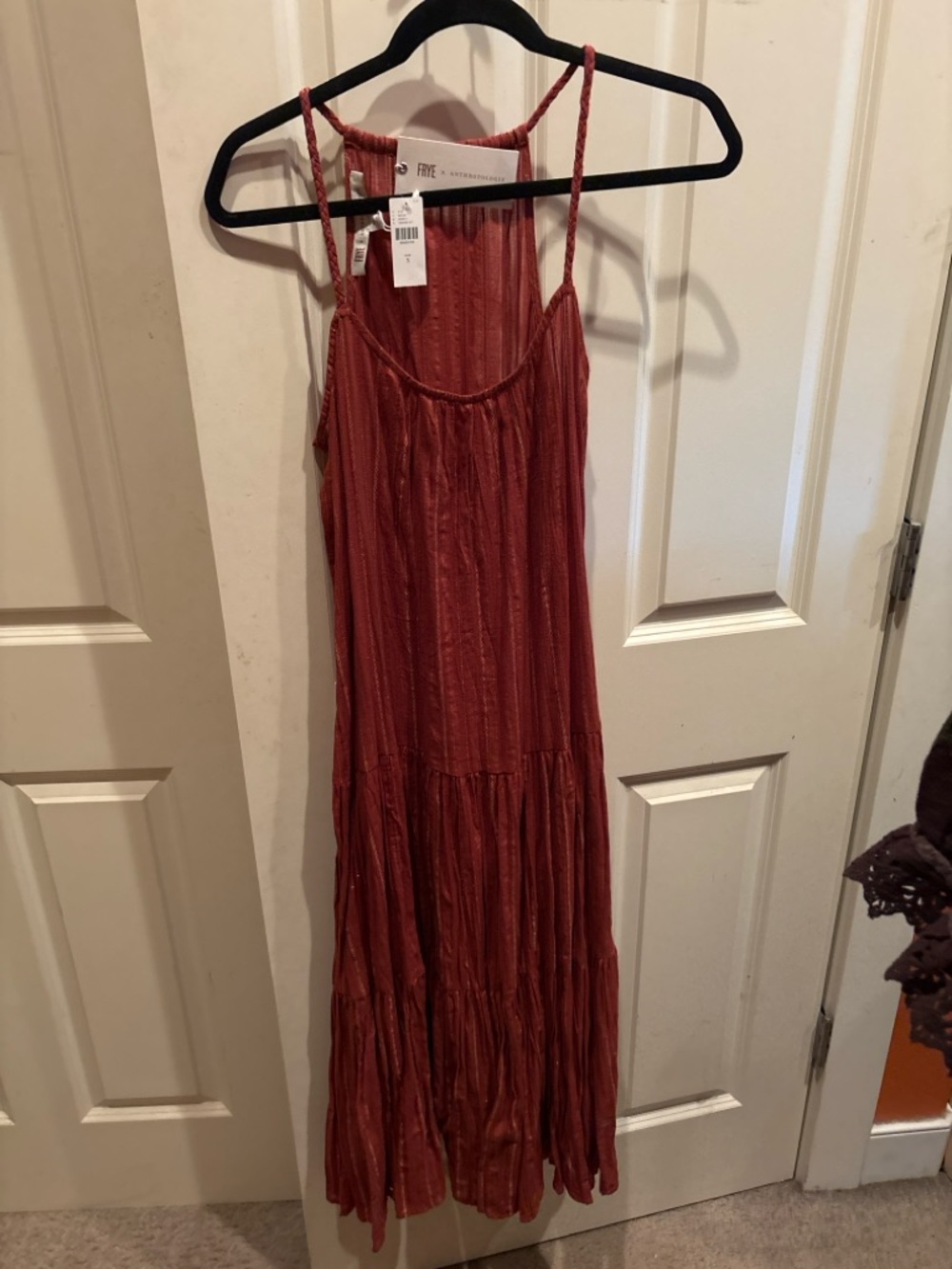 Frye x Anthropologie Boho Maxi Dress Rust Orange – Size Small NWT